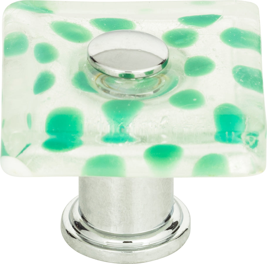 Emerald Polka Dot Glass Knob 1 1/2 Inch